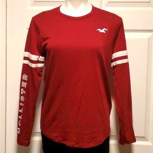 Hollister California Women's Red Long Sleeve Tee - Size Medium